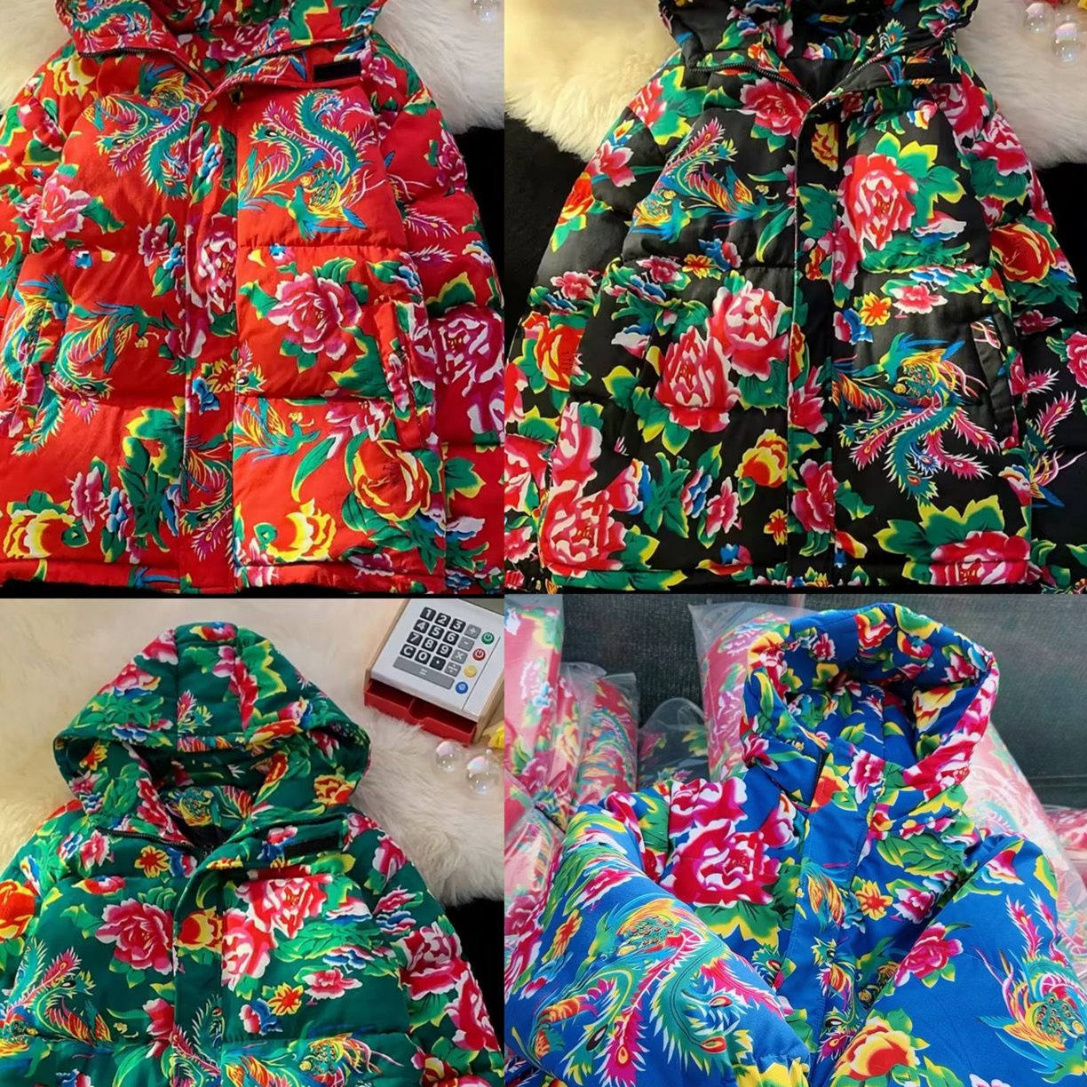 短款帽款东北大花棉袄80斤到230斤