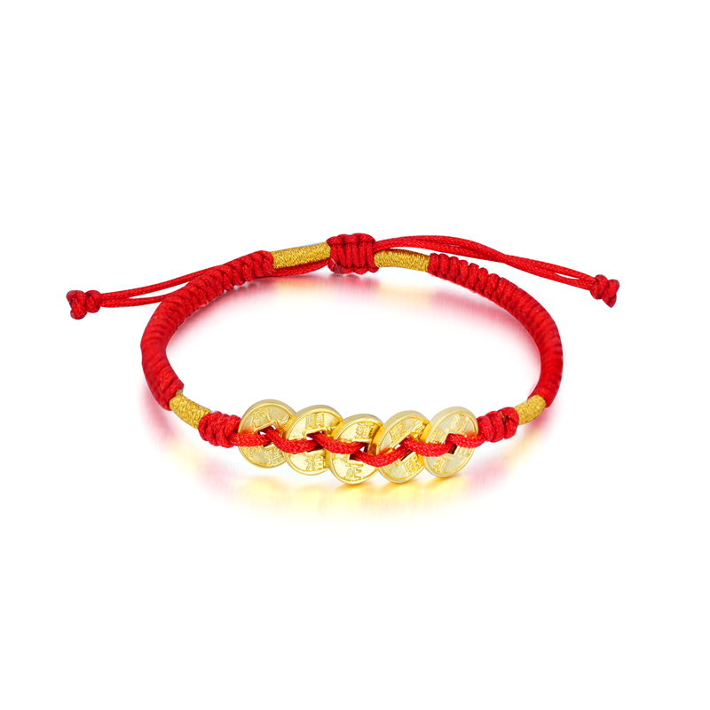 【思思专享】足金999 五帝币红绳手绳 5104 BP
