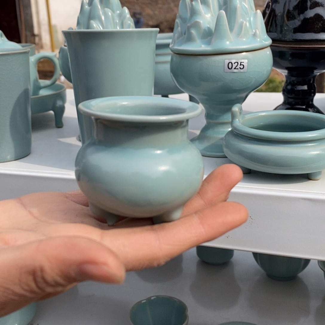 摆件抱朴汝瓷仿古微瑕