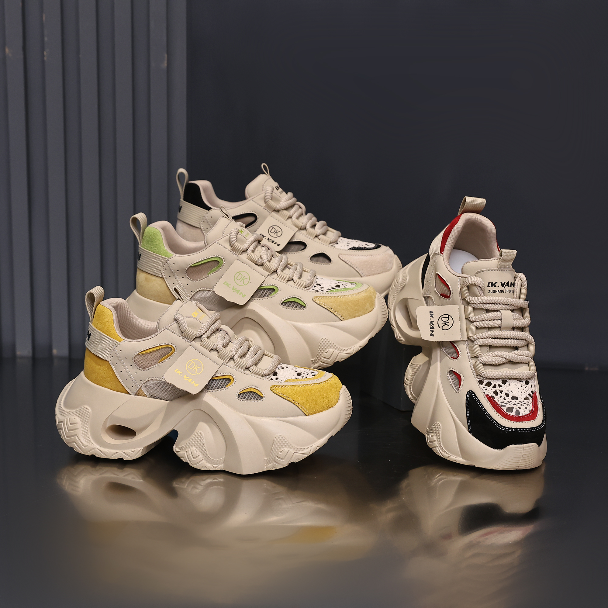 2025厚底老爹鞋春夏款松糕底女鞋新款百搭运动鞋休闲鞋透气网面