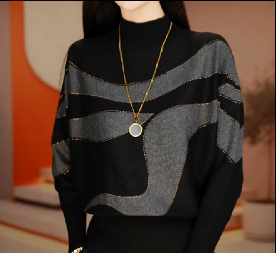 【烫钻工艺】2025秋冬时尚显瘦气质休闲风洋气百搭宽松打底衫Z929