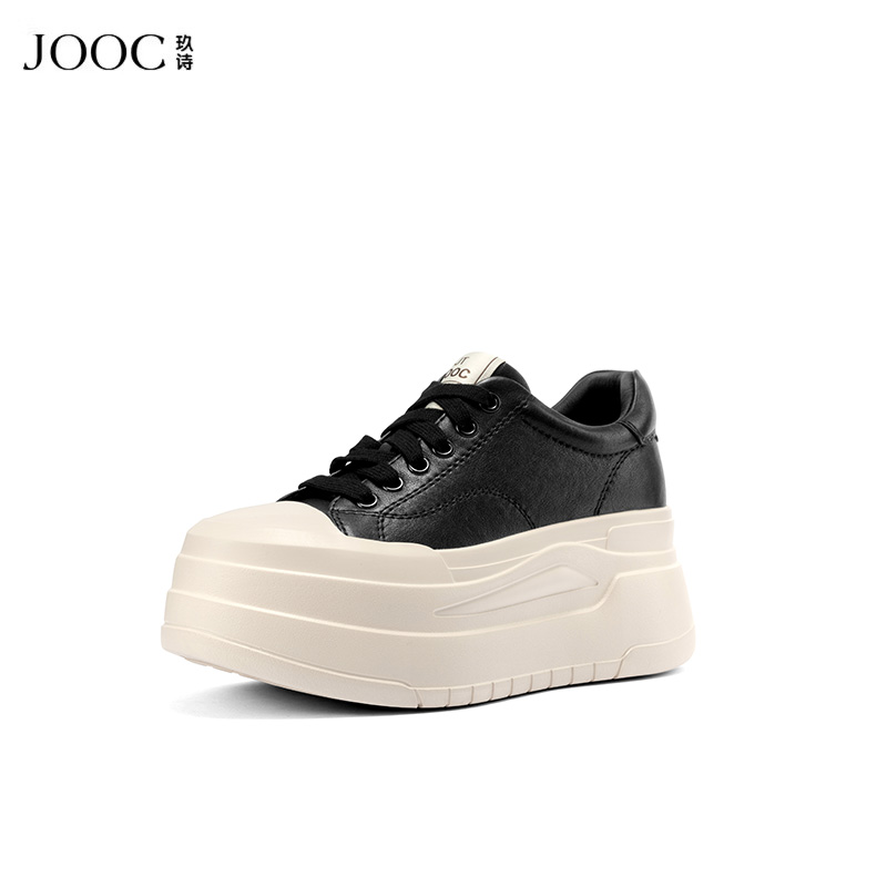 【银色星辰】JOOC玖诗银色板鞋女2025早春新款系带牛皮运动休闲鞋