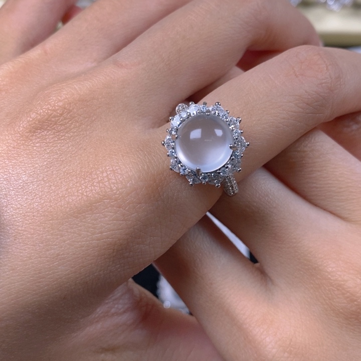 石英质玉银S925镶嵌戒指