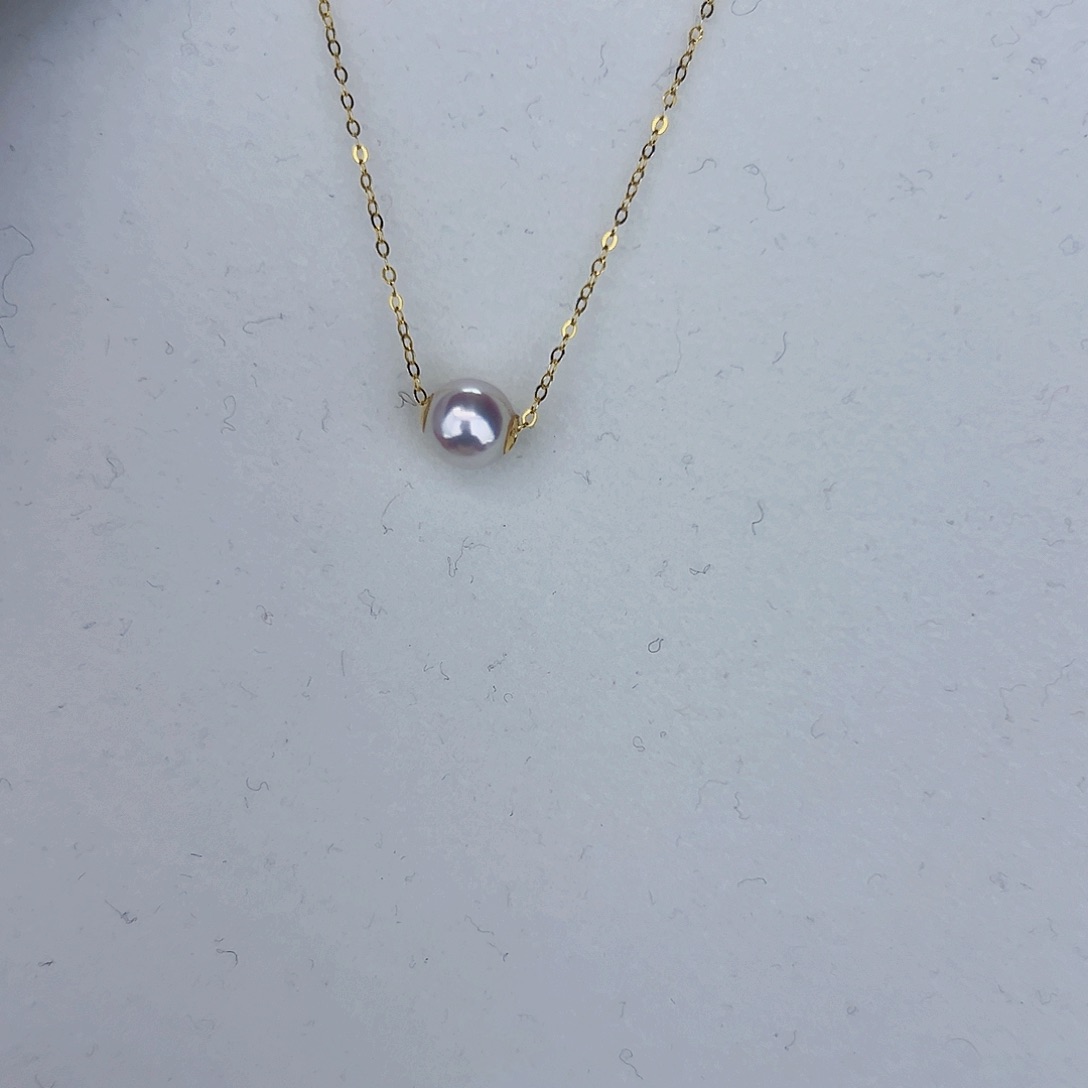 海水珍珠海水akoya路路通吊坠7-8mm18K金镶嵌