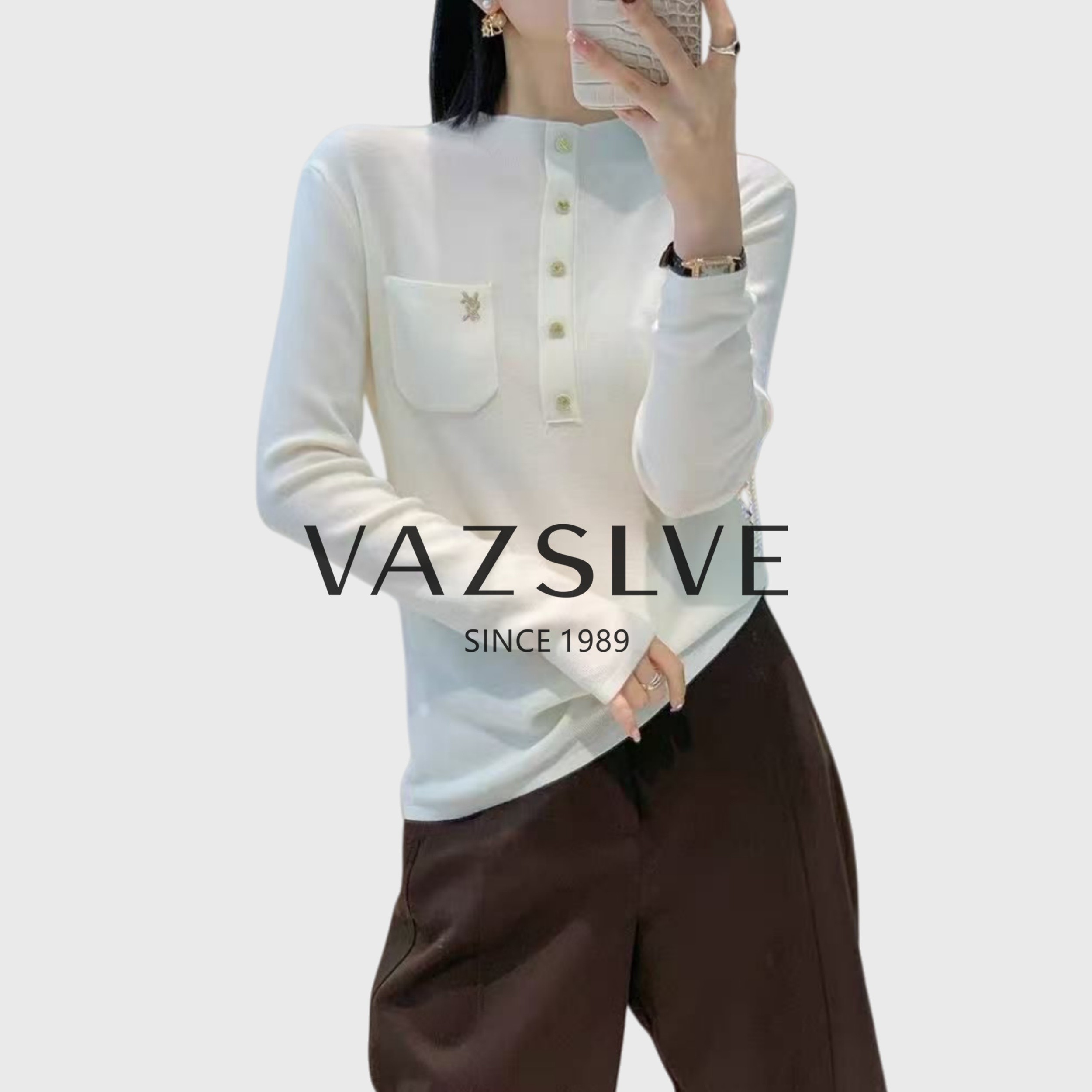 【VAZSLVE/全新奢品】捡漏 "树林" 羊毛轻熟风金标针织毛衣msl1181