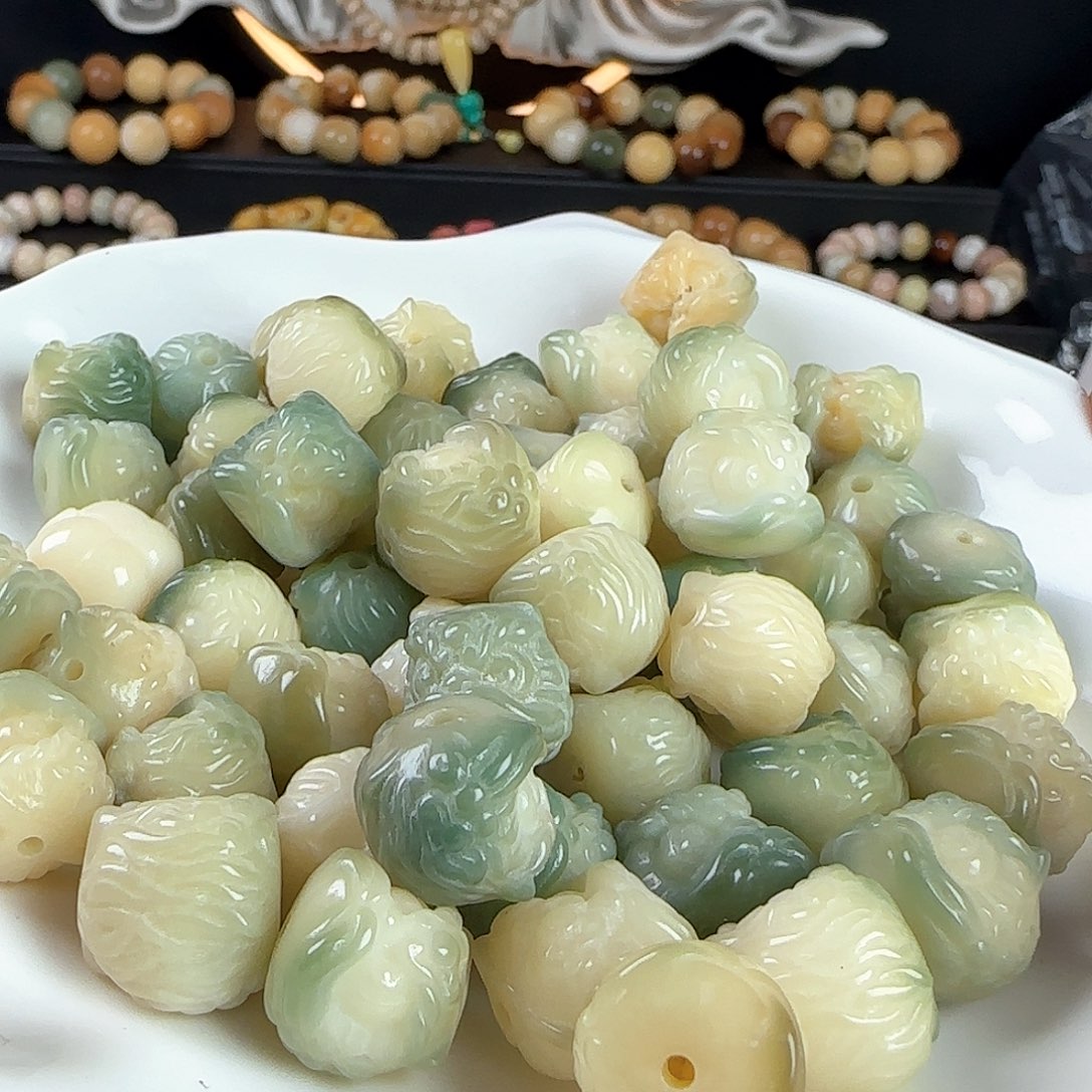 菩提根/象牙果手串瑕疵卡15绿飘醒狮10颗卡牌➕10颗
