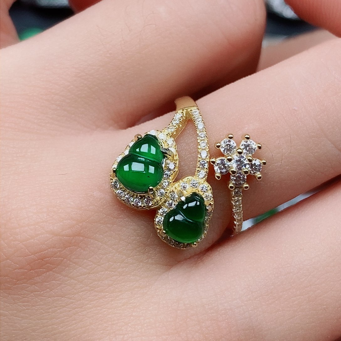 翡翠戒指银S925镶嵌戒指