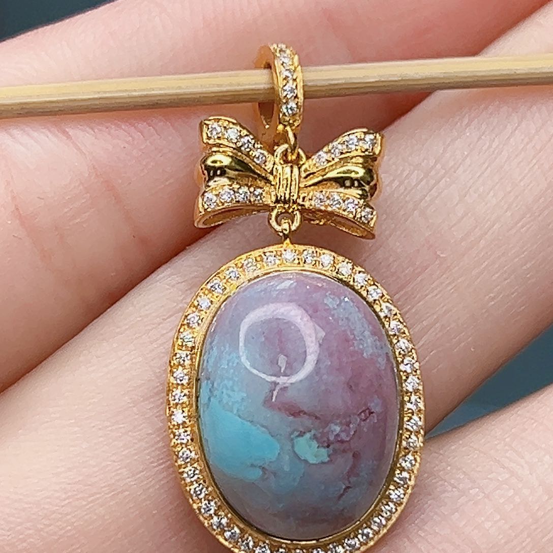 绿松石珠宝奇石18K金镶嵌