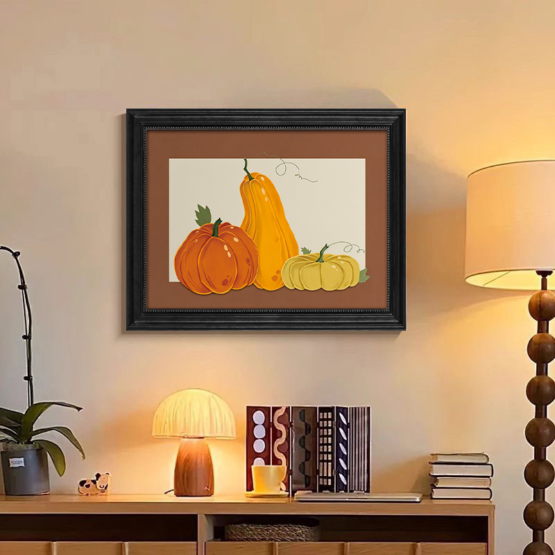 F26《穰乐》中古风餐厅装饰画花果蔬菜艺术卡通饭馆客厅挂画艺术画