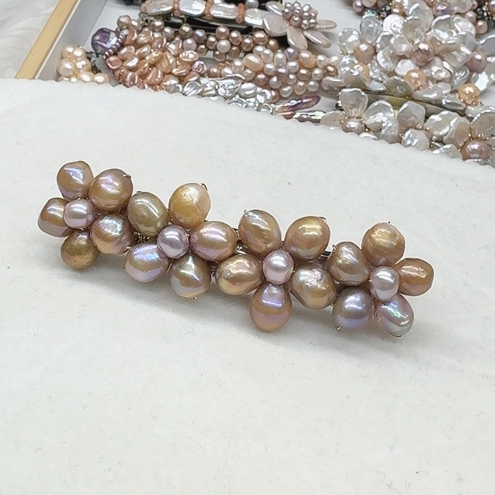 淡水珍珠发饰银S925镶嵌