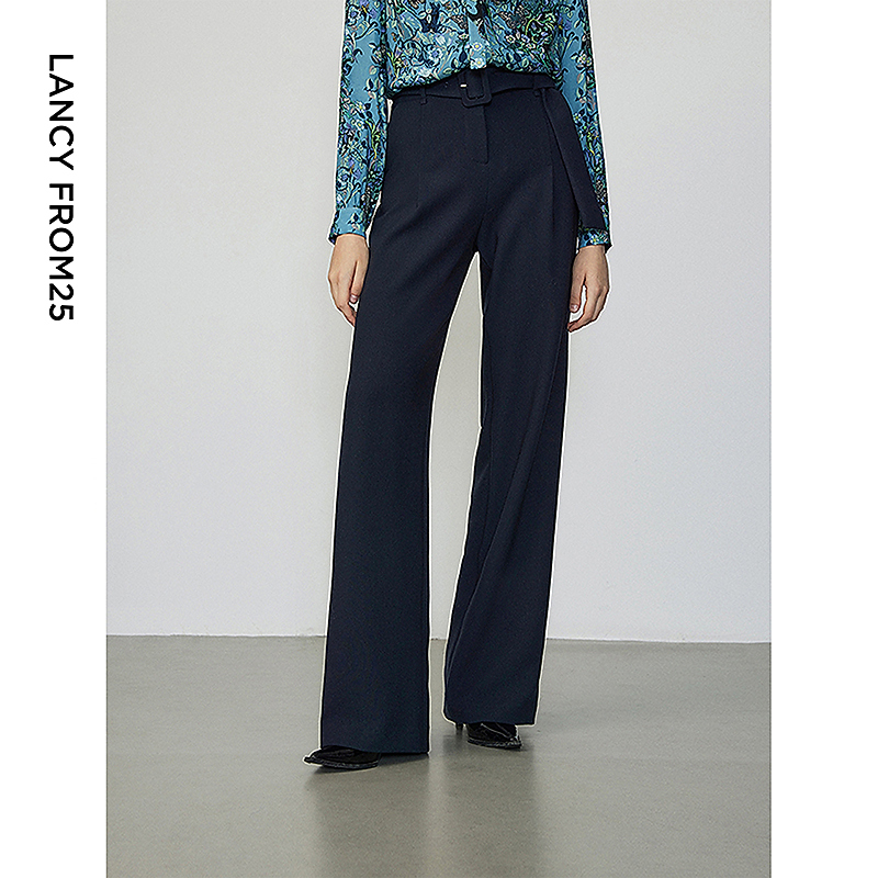 朗姿新款气质高腰显瘦通勤职业阔腿西装裤冬季直筒工作长裤西裤女
