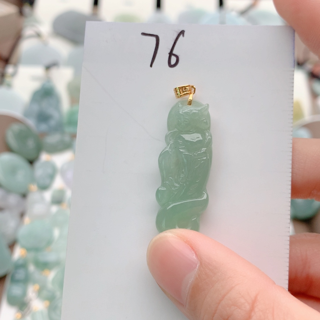 翡翠银S925镀金镶嵌颈饰吊坠
