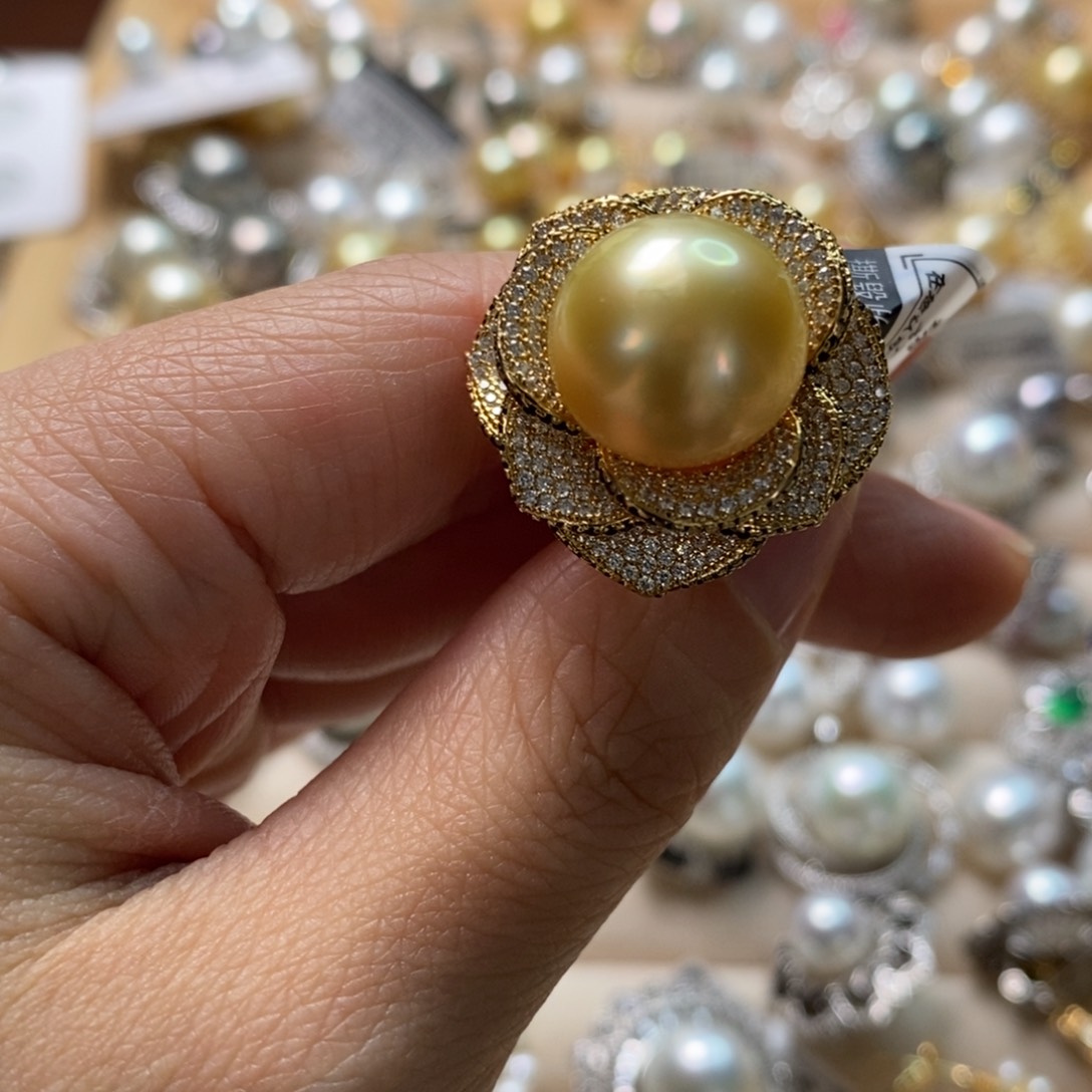 海水珍珠戒圈银S925镶嵌