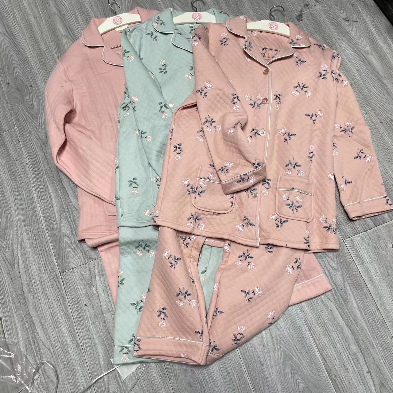 婴儿肌加厚绗棉女士家居睡衣套装HGZ-QT299