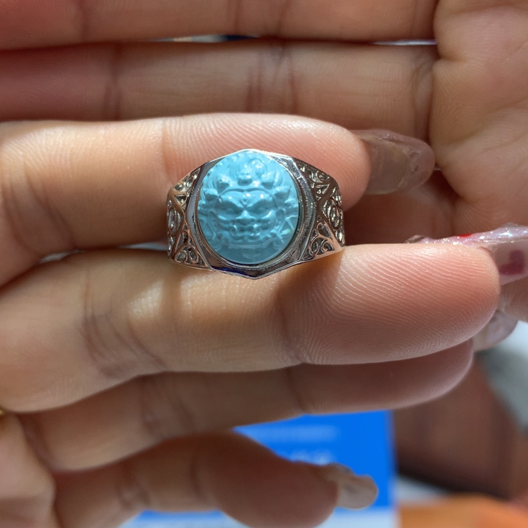 绿松石戒指银S925镶嵌