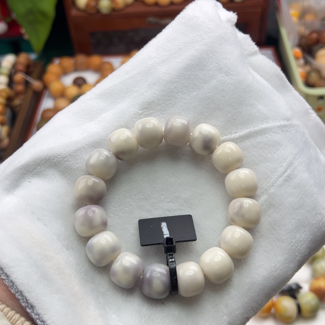 菩提根/象牙果手串卡14桶珠奶紫全品1