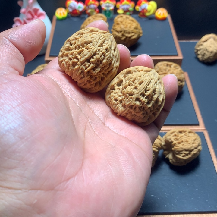 【闪购商品】文玩核桃把件啊*哈南将石狮子头凹底