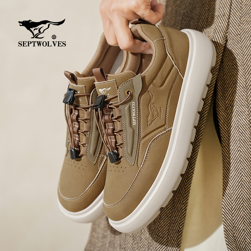 Septwolves/七匹狼休闲男鞋秋冬新款复古百搭厚底防滑舒适运动鞋