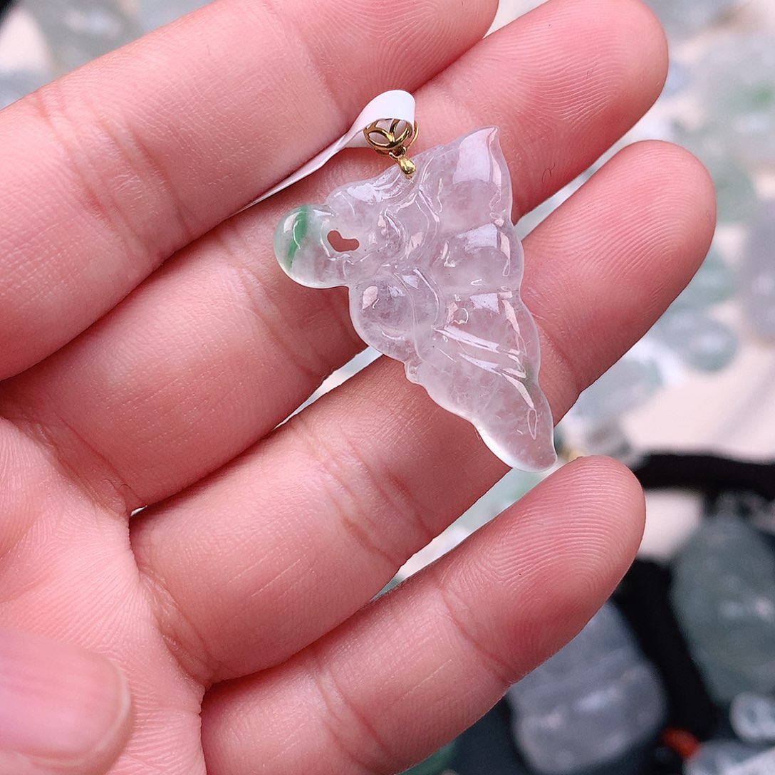 翡翠颈饰18K金镶嵌冰胶仙子