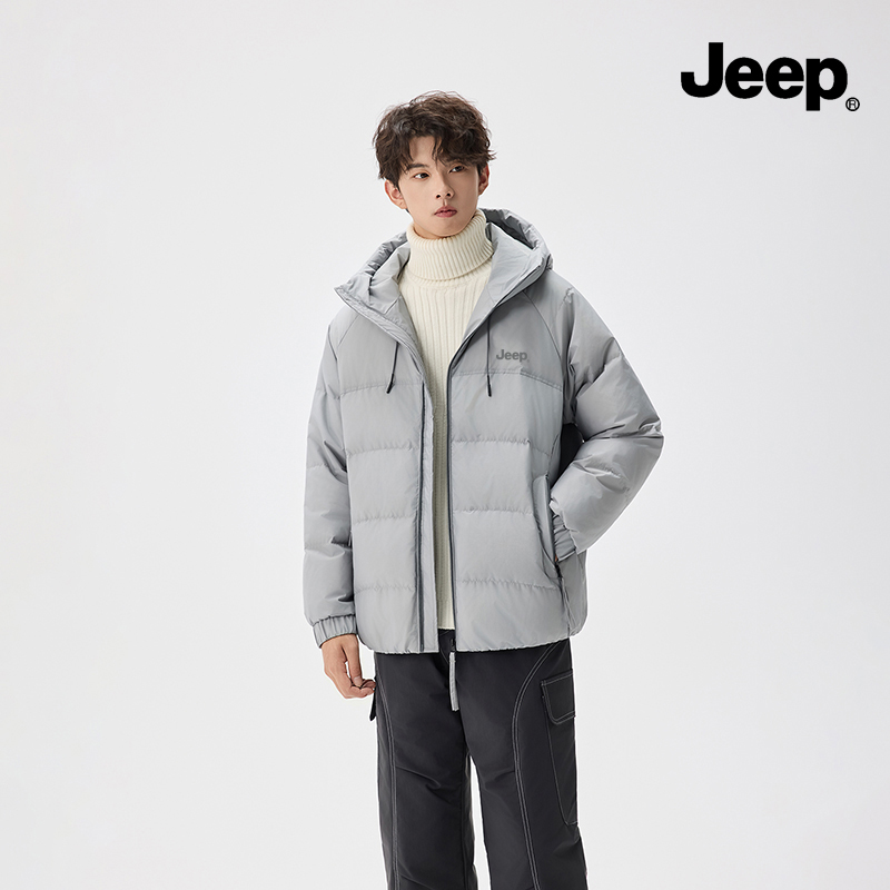 JEEP吉普宽松连帽特殊纹理男士加厚保暖拉链时尚冬装