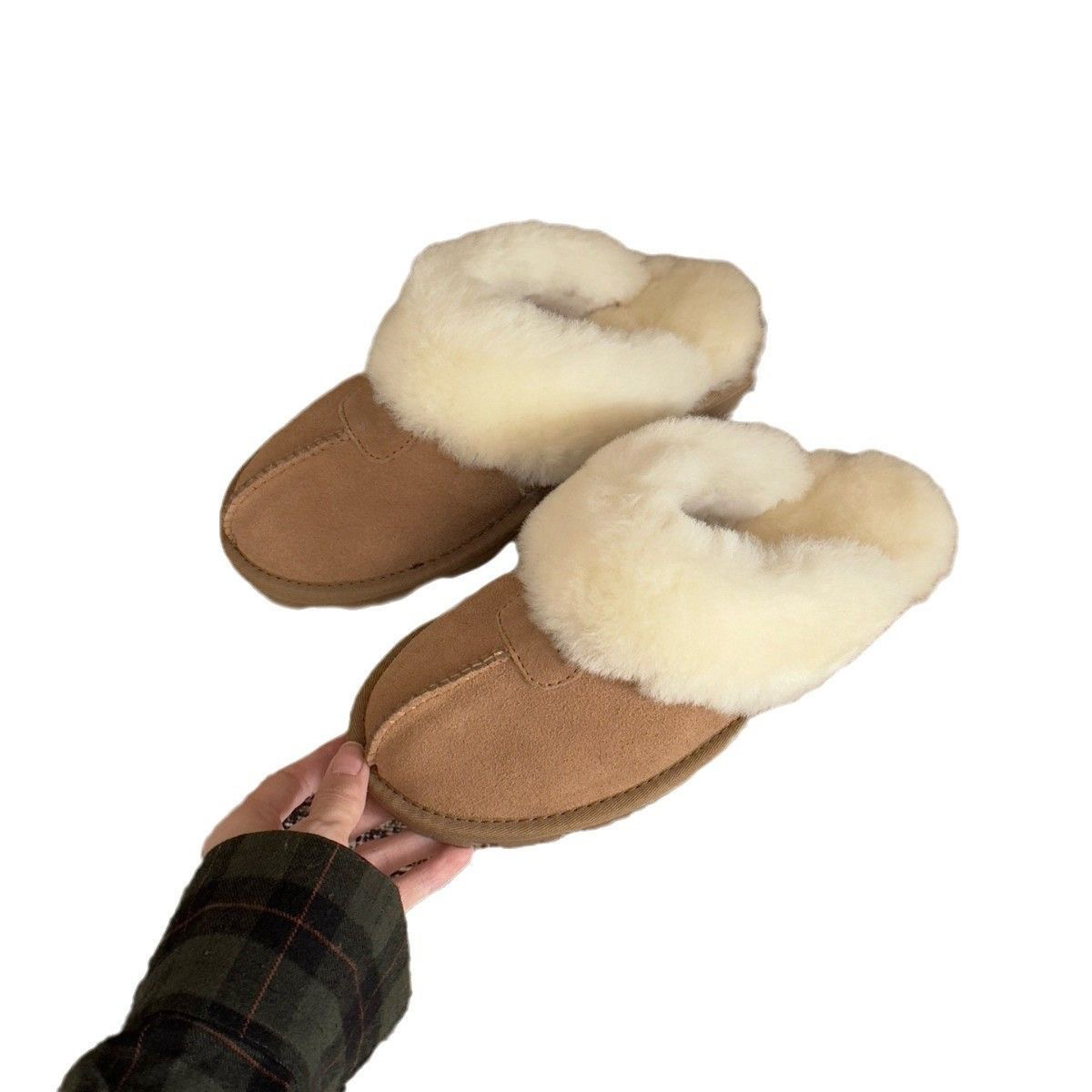 【平底星拖】桑坡雪地靴网红厚底居家韩版毛毛鞋毛拖