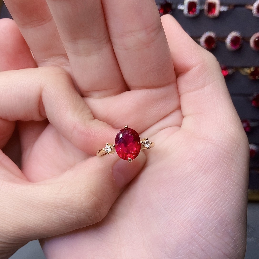 红宝石银S925镶嵌戒指