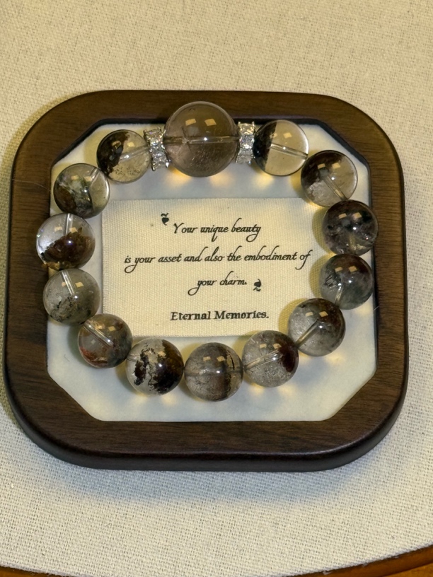 【糯糯糖】近14mm天然半盆绿幽灵➕18mm茶晶顶珠