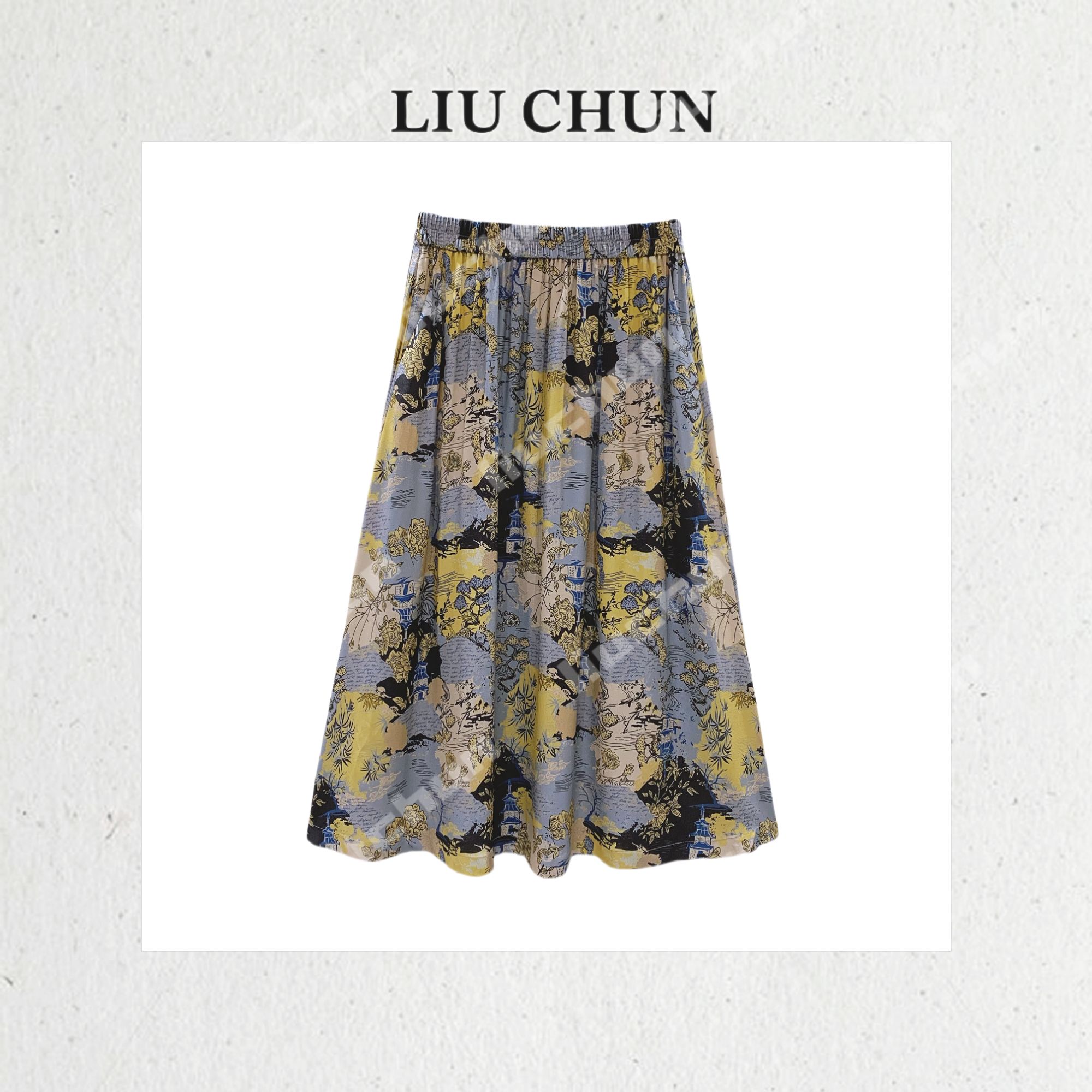 【彩绘碎花】CHUN家显瘦气质时尚减龄桑蚕丝双绉半裙