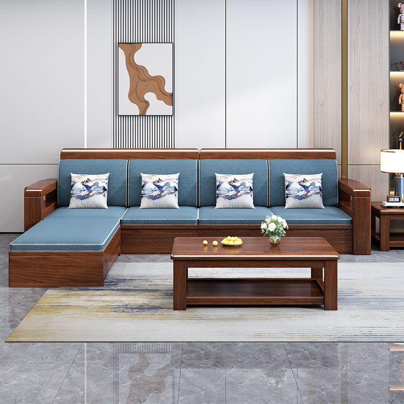 胡桃木实木中式组合客厅沙发冬夏两用小户型简约现代