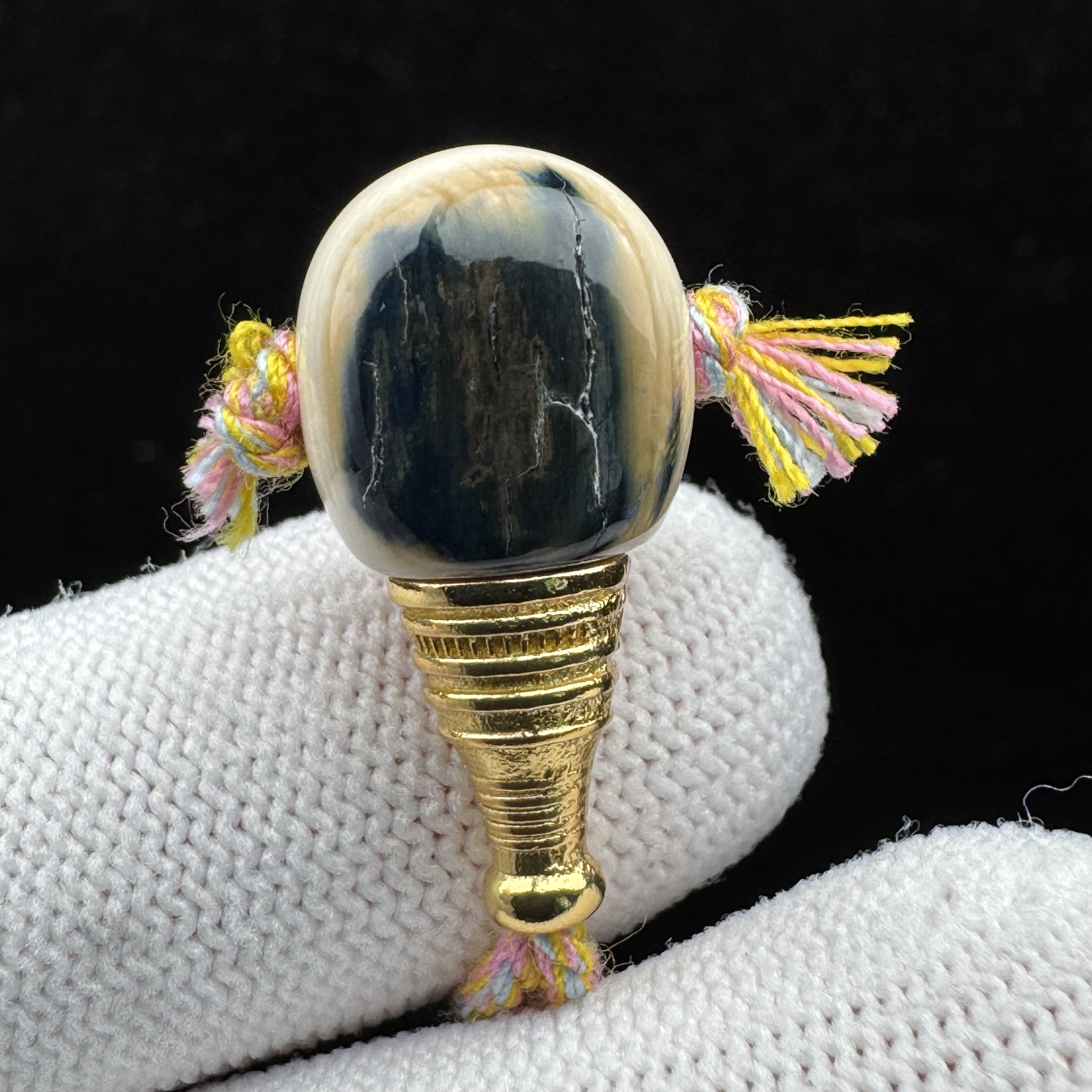 D7419天然猛犸牙 蓝皮分体三通12.3*24mm支持鉴定 假一罚四
