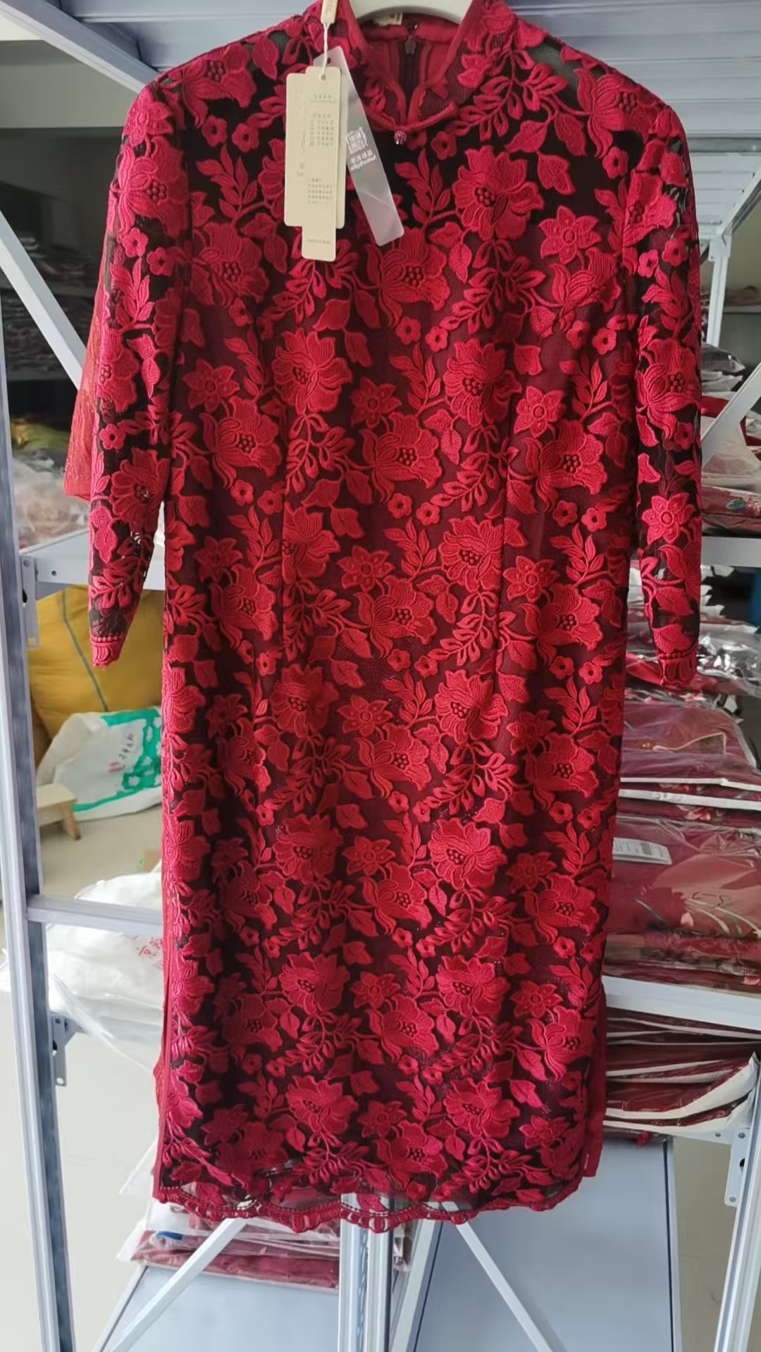17150-1网纱刺绣旗袍