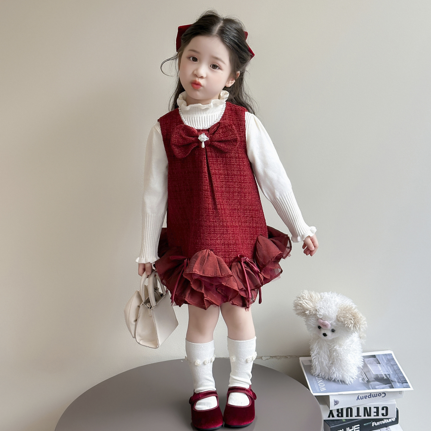 女宝秋款礼服裙套装2025新款女童秋天毛衣背心裙两件套甜美高级裙