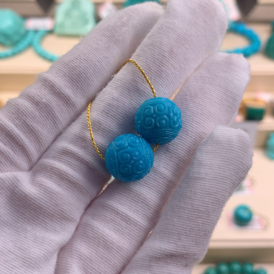 绿松石珠宝奇石未镶嵌12mm