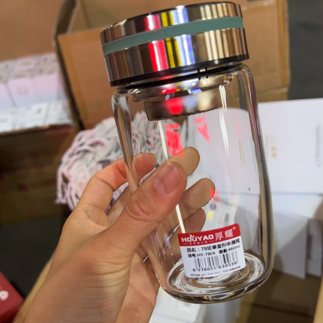 厚耀单层烫手玻璃杯460深绿色玻璃杯