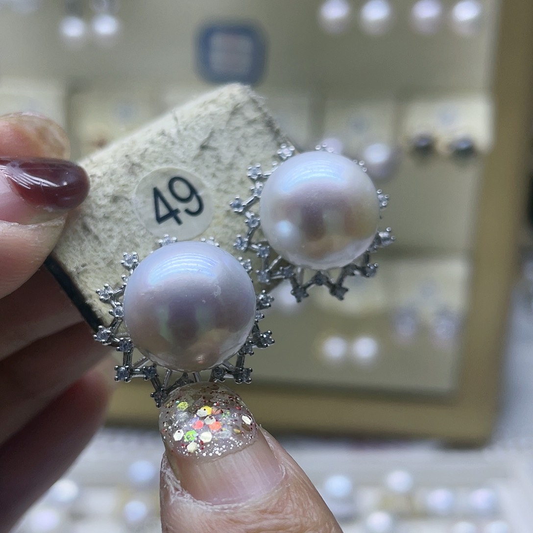 淡水珍珠耳饰银S925镶嵌