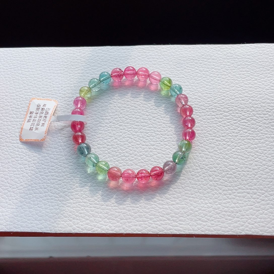 碧玺未镶嵌手链6.9mm左右