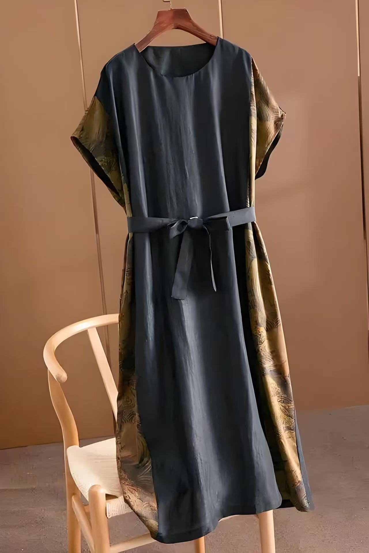 纯色提花中腰香云纱黑色连衣裙裙子A字裙显瘦长裙刺绣新中式