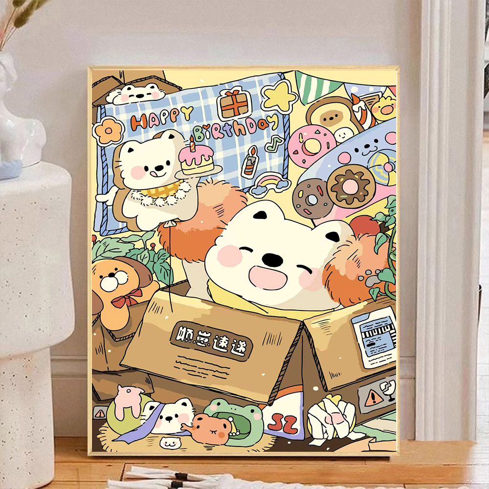 【顺崽速递】DIY数字油画插画系解压填色丙烯手工装饰画