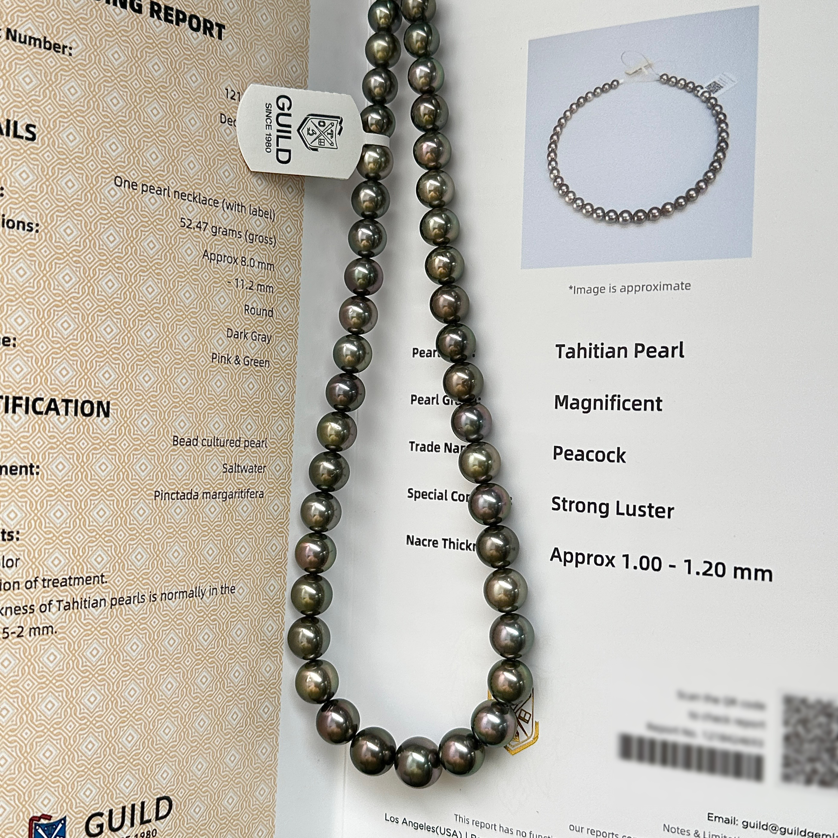 【亏本福利】吉尔德8-11.2mm大溪孔雀海水珍珠项链极光镜面光