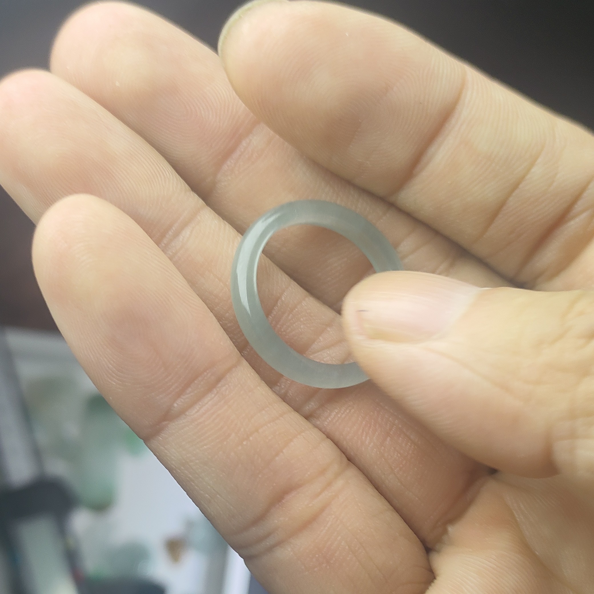 天然A货冰糯种蓝水翡翠戒圈男女款个性简约