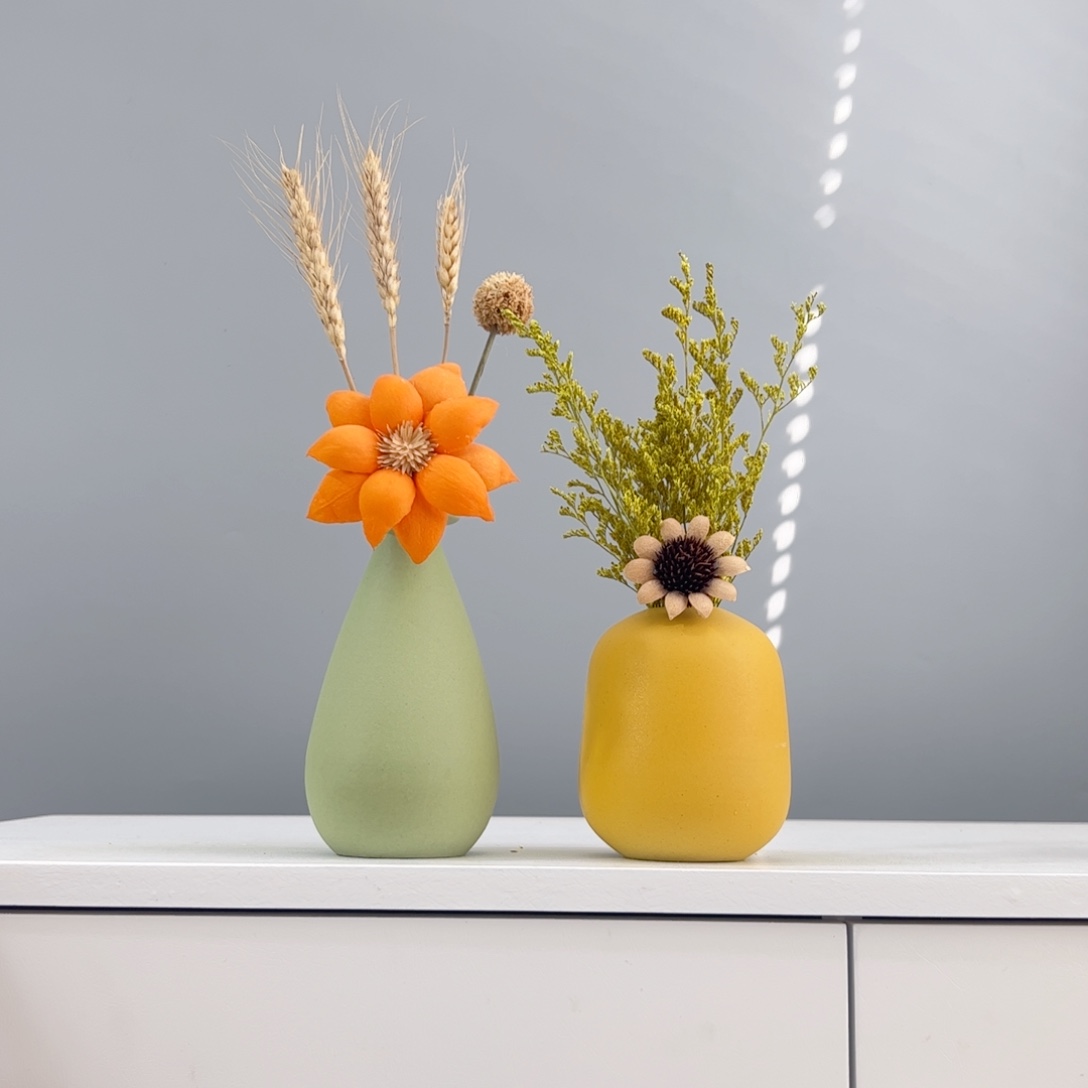 陶瓷花瓶陶瓷花瓶摆件含花总高约20-30cm