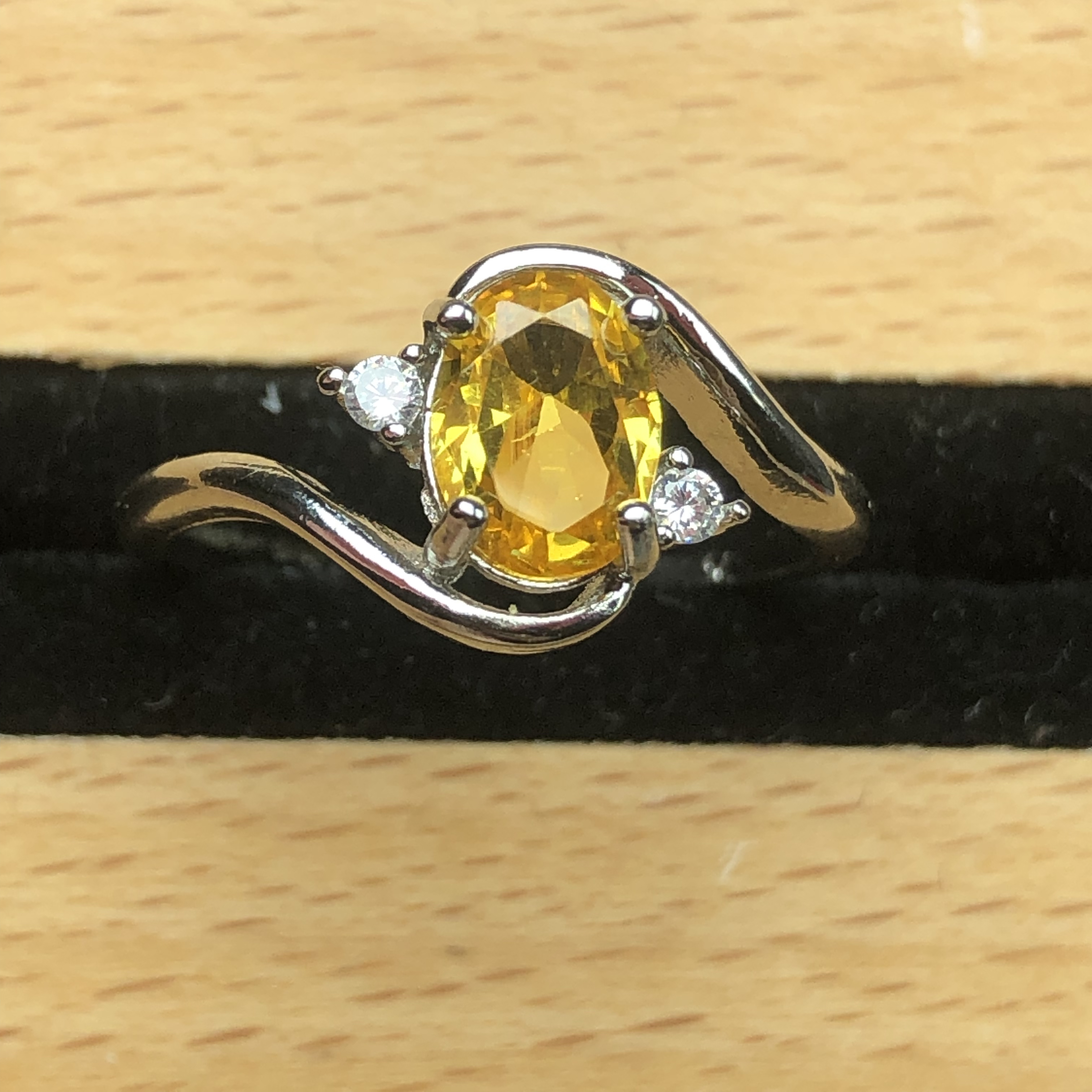 11445黄啊塞3克拉戒指活口开口可调节