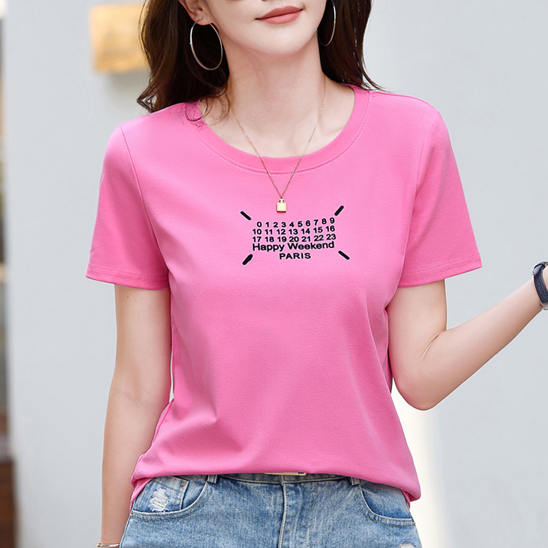 清新洋气简约风格印花设计百搭休闲女款夏季T恤