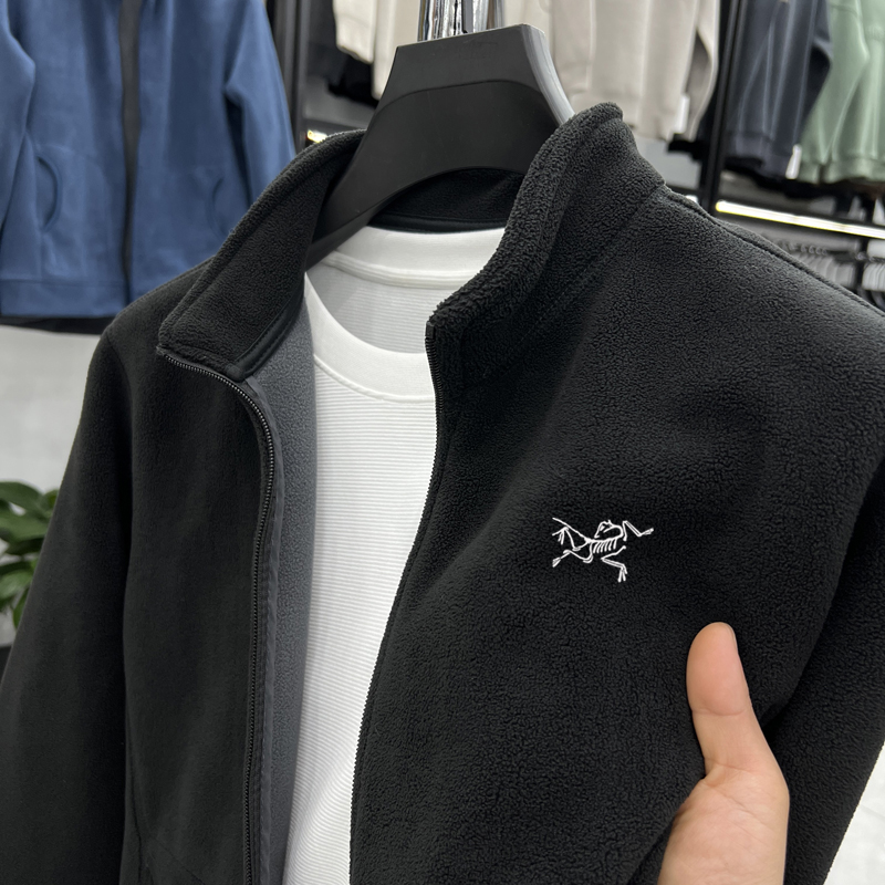 【奥特莱斯】始祖刺绣鸟男士秋冬立领抓绒外套时尚休闲运动户外保暖