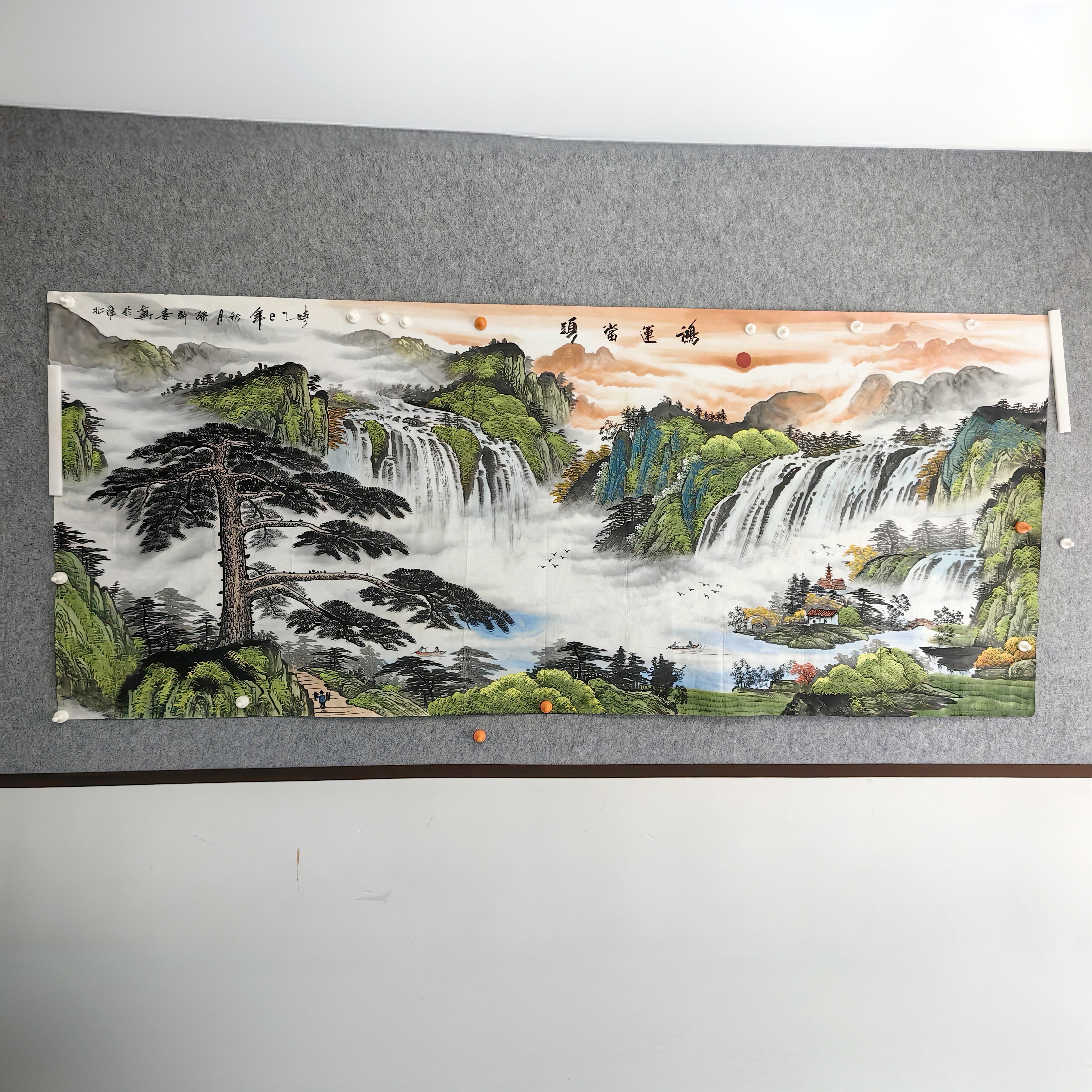 横幅青绿山水国画客厅办公室床头挂画作品