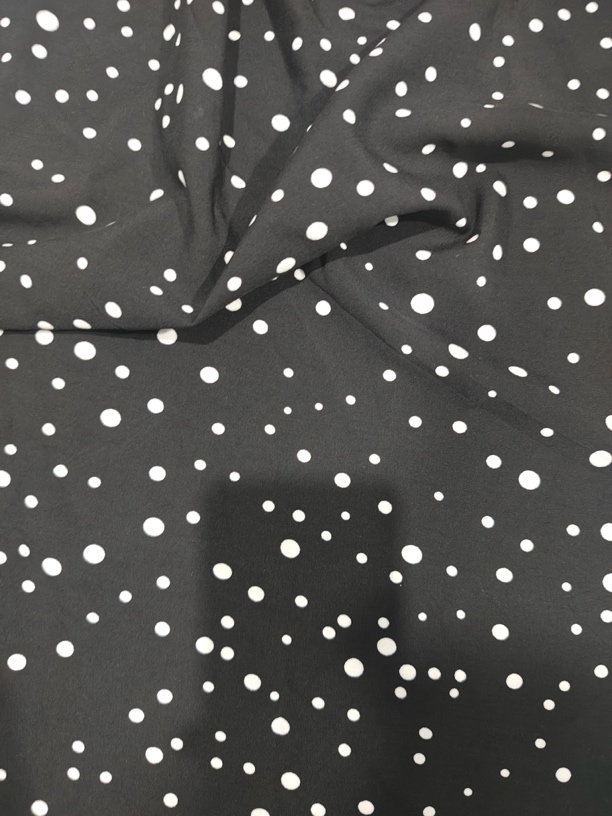 （8号花型）白色波点印花黑色底布不规则小白点45支棉绸/人造棉