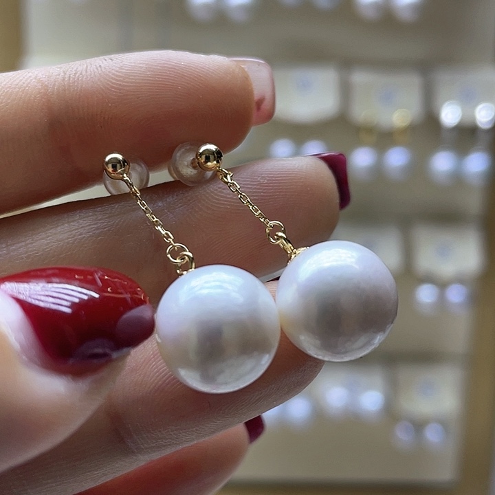 淡水珍珠耳饰银S925镶嵌