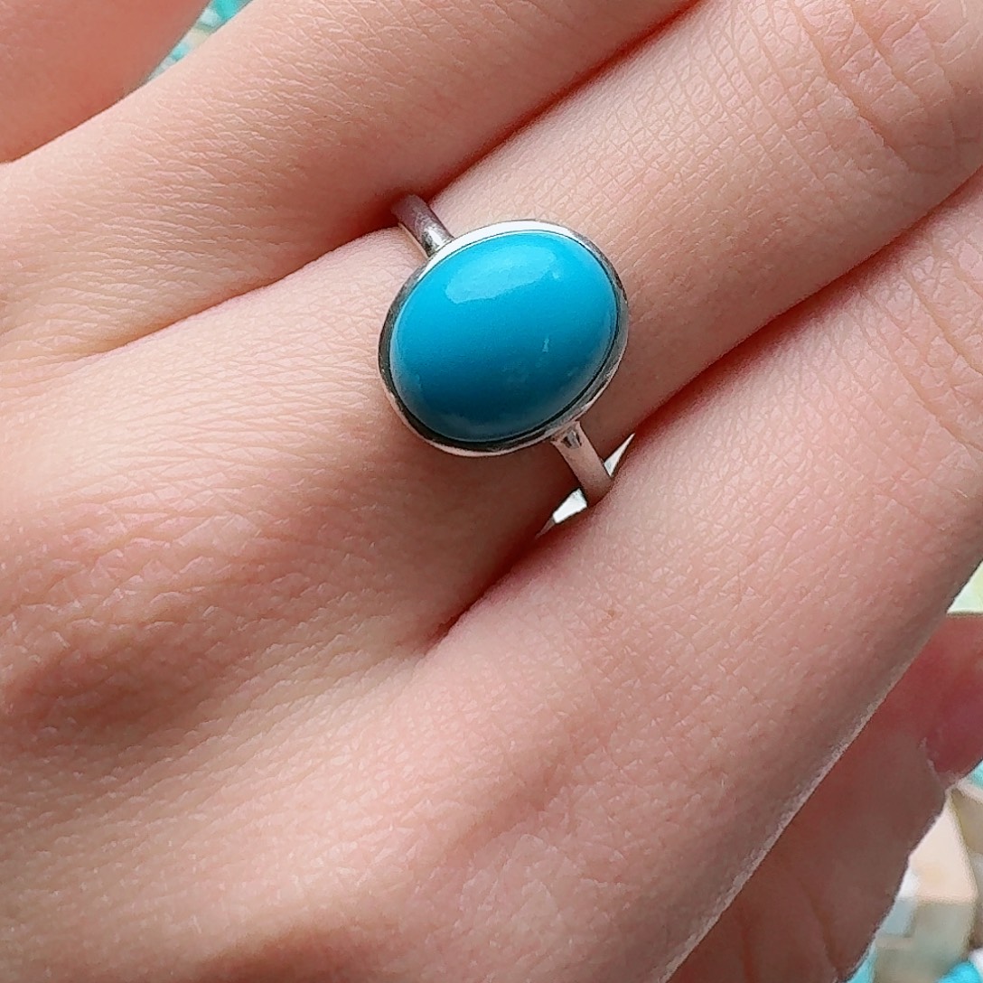 绿松石银S925镶嵌戒指