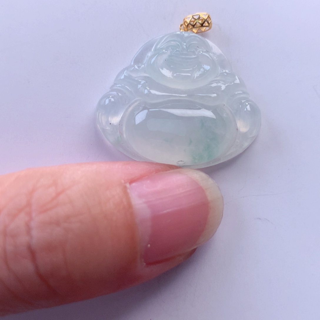 翡翠吊坠(不含链)18K金镶嵌