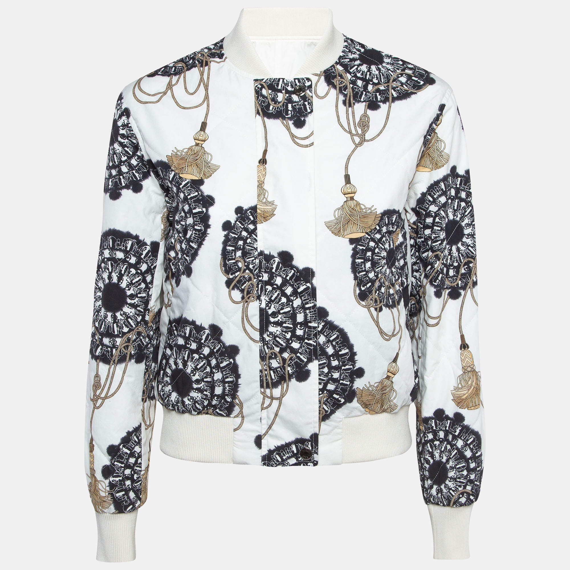 未使用 Hermes/爱马仕 满印花卉拉链外套 白色/38